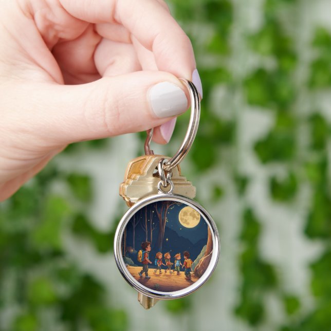 Chaveiro Aventura noturna brilhante com 5 crianças (Mão)