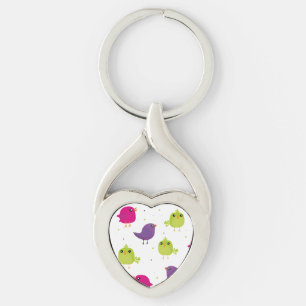 Chaveiro Aves brancas e coloridas