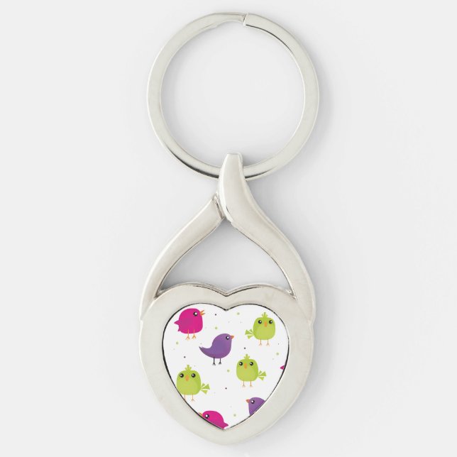 Chaveiro Aves brancas e coloridas (Frente)