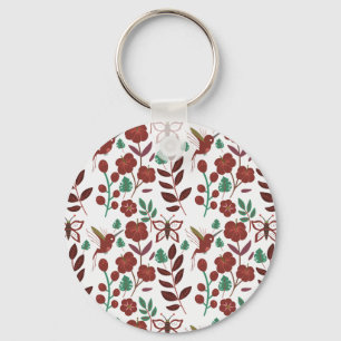 Chaveiro Aves e borboletas, sem costura, de tipo floral