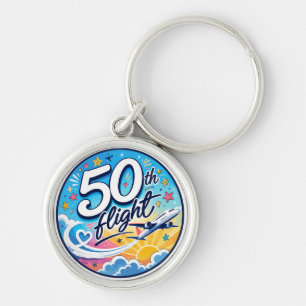 Chaveiro avião de 50º voo colorido souvenir