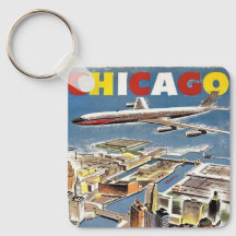 Avião de turismo de viagem de Vintage Retro Chicag