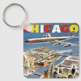 Chaveiro Avião de turismo de viagem de Vintage Retro Chicag