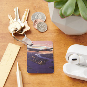 Chaveiro Avião Vintage sobre o rio Hudson, Nova Iorque