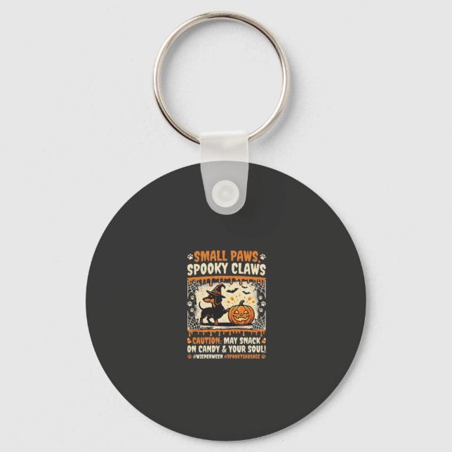 Chaveiro Aviso Assustador de Dachshund de Halloween (Frente)