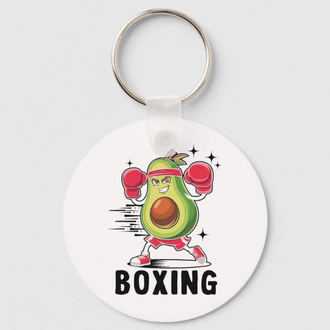 Chaveiro Avocado Jogando Boxing Comida Vegetariana Saudável (Frente)