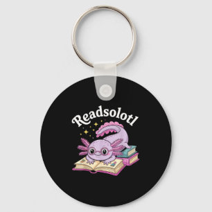 Chaveiro Axolote lê readsolotl leitura engraçada fofa kawai
