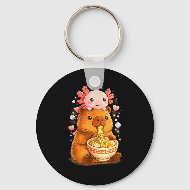 Chaveiro Axolote macio de anime kawaii e capivara engraçado (Frente)