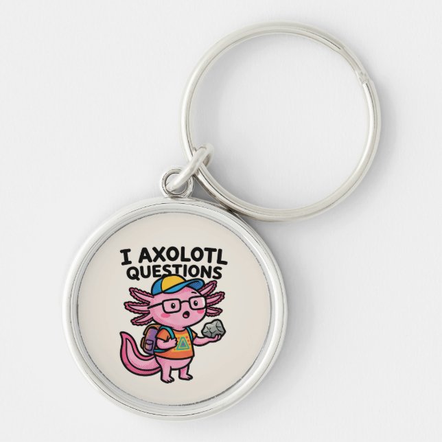 Chaveiro Axolote Nerd Sarcástico Eu Faço Perguntas de Axolo (Frente)