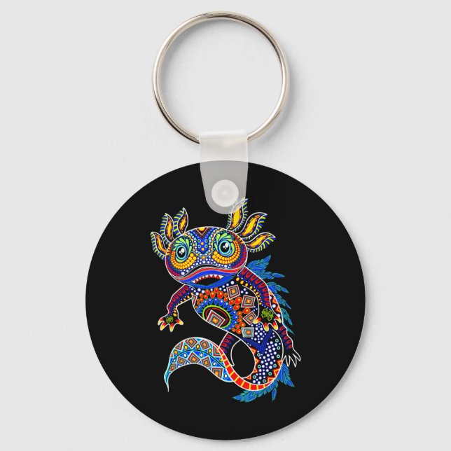 Chaveiro Axolotl Art Aztec Mexicano Salamander Cinco México (Frente)