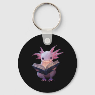 Chaveiro Axolotl Bookworm Lendo Livro Engraçado Kawaii Gráf