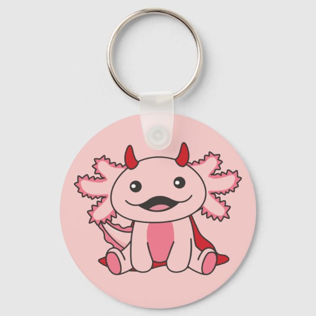 Chaveiro Axolotl Halloween Cute Devil Kids Witume (Frente)