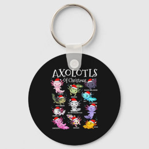 Chaveiro Axolotls Chapéu de Papai Noel Pijama de Natal Anim