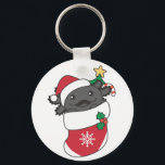 Chaveiro Axolotls Christmas Snow Winter Animal Axolotls Key<br><div class="desc">O axolotl no Natal com um chapéu de Papai Noel. Animais engraçados com estocagem de Natal e neve para as férias. Os Axolotls são animais bonitos e perfeitos para o Natal.</div>