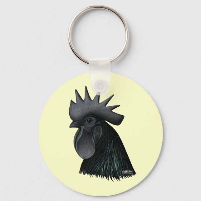 Chaveiro Ayam Cemani Rooster Head (Frente)