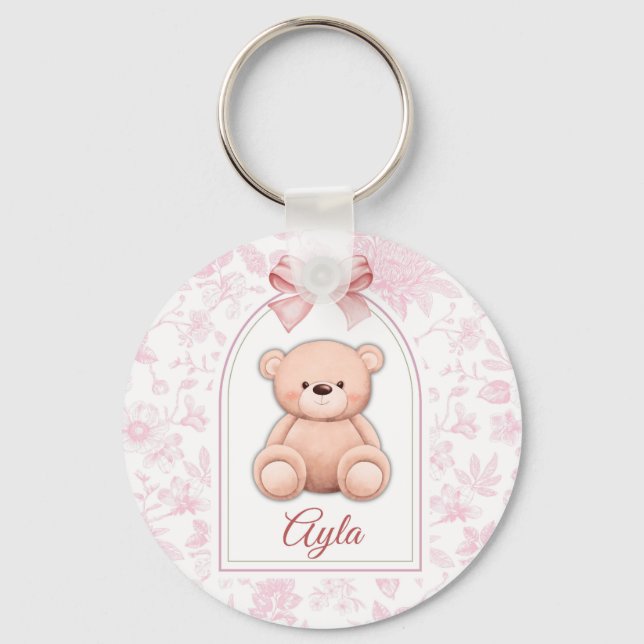 Chaveiro Ayla | Design de Enfermeiro de Urso Rosa Personali (Frente)