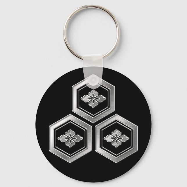 Chaveiro Azai Clan Kamon Silver Chrome (Frente)