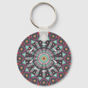 Chaveiro Aztec Geométrico: Padrão Colorido do Círculo