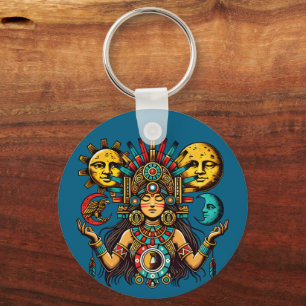 Chaveiro Aztec Índia, princesa moda-sol Arte popular