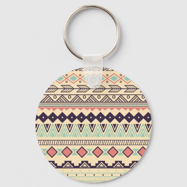 Chaveiro Aztec Tribal Stripes: Ilustração Vintage (Frente)
