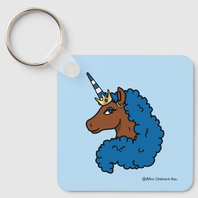 Chaveiro Azul Afro Unicorn (Frente)