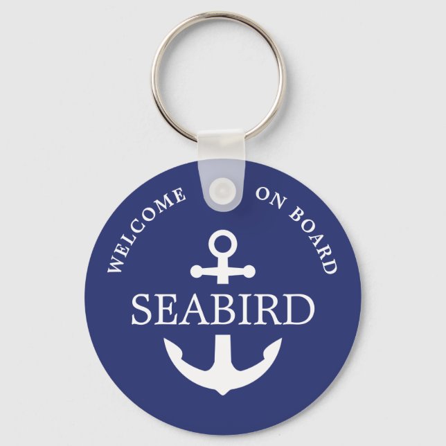Chaveiro Azul Branco Anchor Náutico Moderno (Frente)