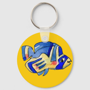 Chaveiro Azul Cartoon Butterfly Fish