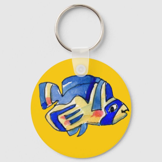 Chaveiro Azul Cartoon Butterfly Fish (Frente)