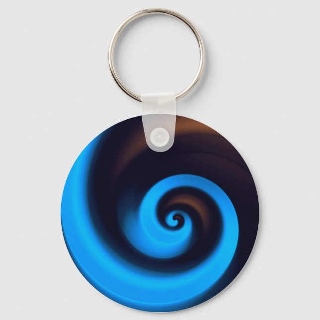 Chaveiro Azul Castanho Espiral Legal Arte Moderna de Abstra (Frente)