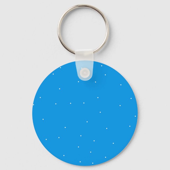 Chaveiro Azul com acessórios de bolinhas brancas para perso (Frente)