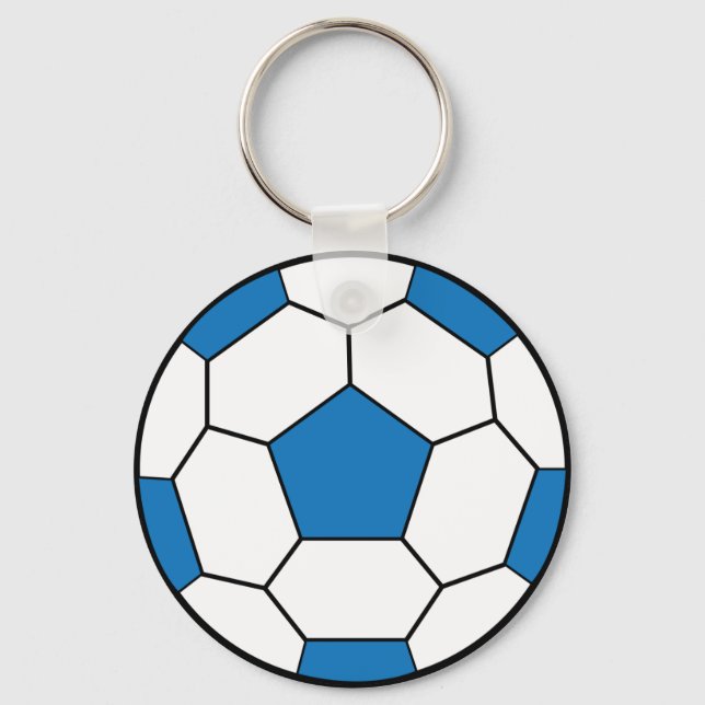 Chaveiro Azul da Bola de Futebol (Frente)