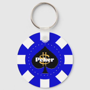 Chaveiro azul da microplaqueta de póquer