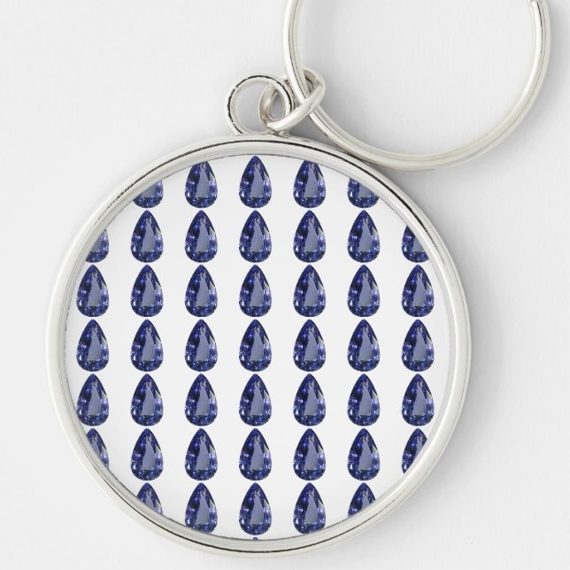 Chaveiro Azul de apphire em forma de pera (Frente)