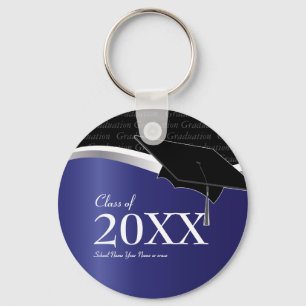 Chaveiro azul e preto customizável da graduação