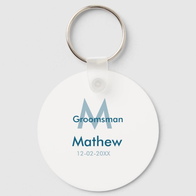 Chaveiro Azul marinho nome do padrinho letra data masculino (Frente)