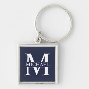 Chaveiro Azul Marinho Personalizado Monograma e Nome