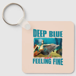 Chaveiro Azul profundo e sensação de boa Sereia e golfinho