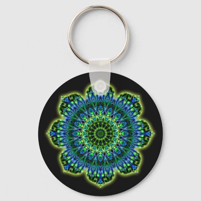Chaveiro Azul verde Mandala | preto (Frente)