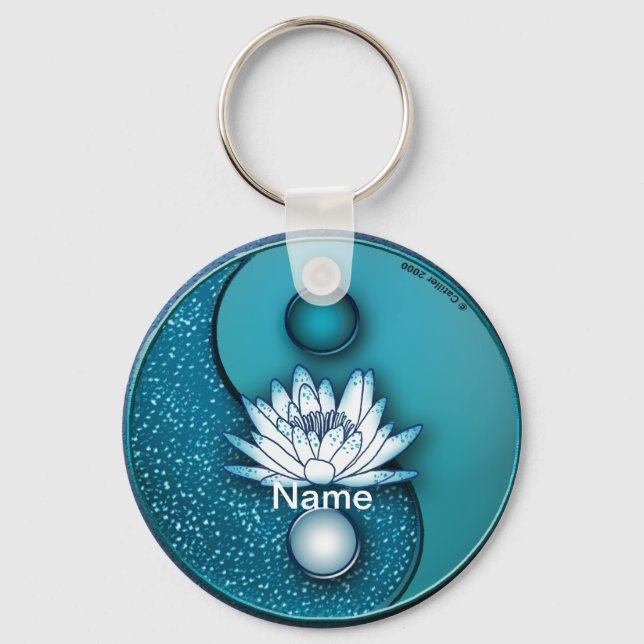 Chaveiro Azul Yin Yang Lotus (Frente)