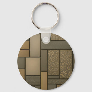 Chaveiro Azulejo Bege Neutro Padrão Mosaico