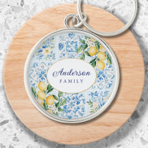 Azulejo Italiano Azul Aquarela Personalizado Limão