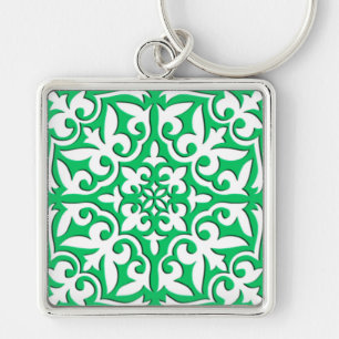 Chaveiro Azulejo marroquino - jade verde e branco