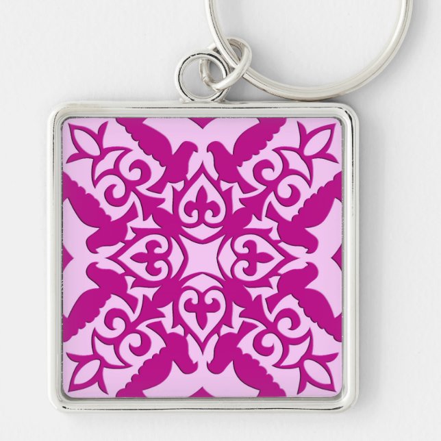 Chaveiro Azulejo marroquino - magenta e rosa (Frente)