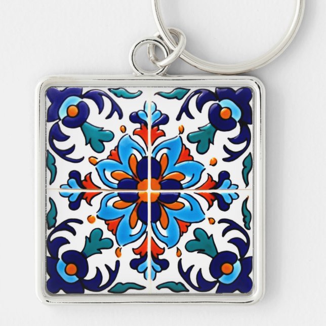 Chaveiro Azulejo mexicano Talavera Terracotta nº 9 (Frente)