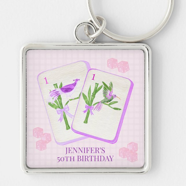 Chaveiro Azulejo personalizado Mahjong para o partido Mahjo (Frente)