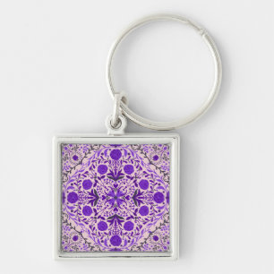 Chaveiro Azulejos florais, cor-de-rosa violeta e algodão do