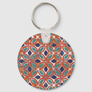 Chaveiro Azulejos geométricos: origem étnica vintage.