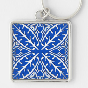 Chaveiro Azulejos marroquinos - azuis cobaltos e branco