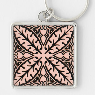 Chaveiro Azulejos marroquinos - cor-de-rosa-pêssego e preto
