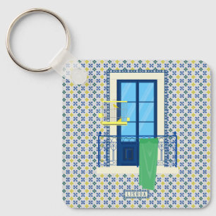 Chaveiro Azulejos portugueses e varanda de janela com pássa